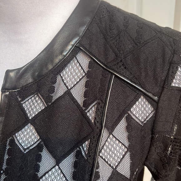 Lace & vegan leather jacket. - Picture 2 of 8